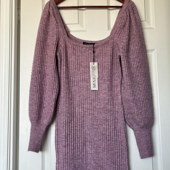 MINKPINK | Saeeda Square neck Knit Dress Sz M - Picture 4 of 6